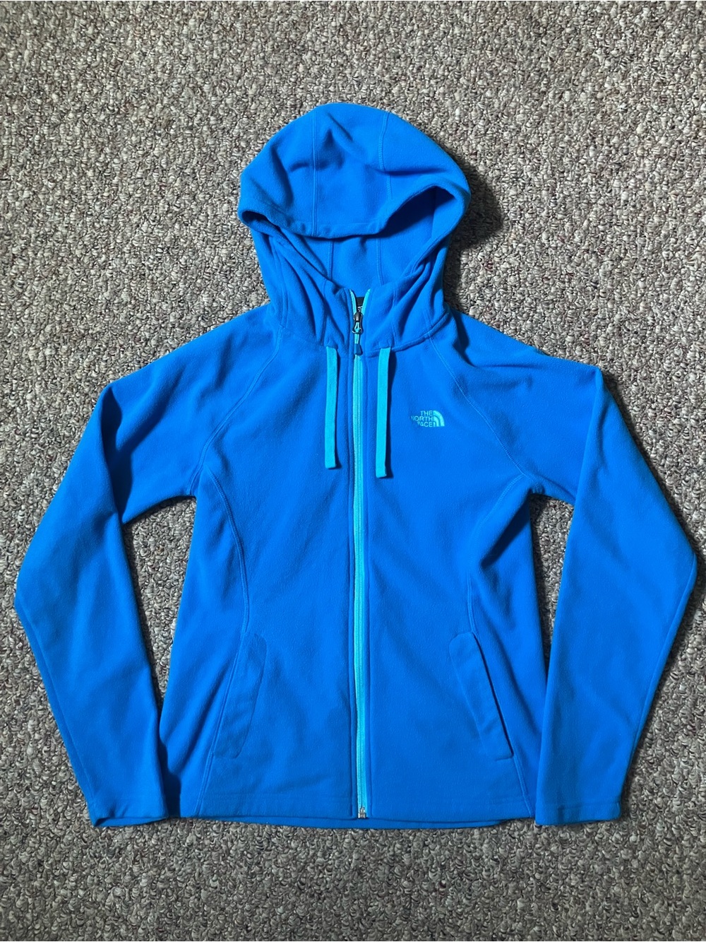 North Face Fleece Womens Small Blue Hooded Full Zip Lightweight Pockets